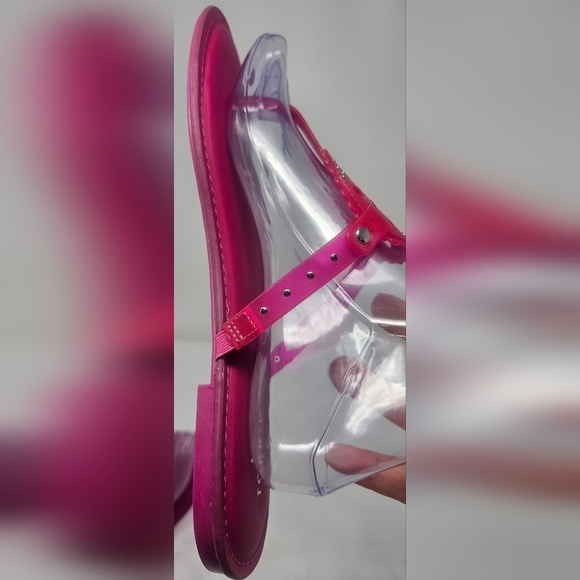 Torrid Women's Medallion T-Strap Jelly Thong Flat Sandals Fuschia NEW Size 10WW - Picture 6 of 12